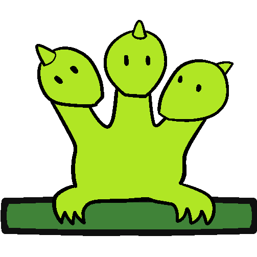 A green hydra standing above a green bar.